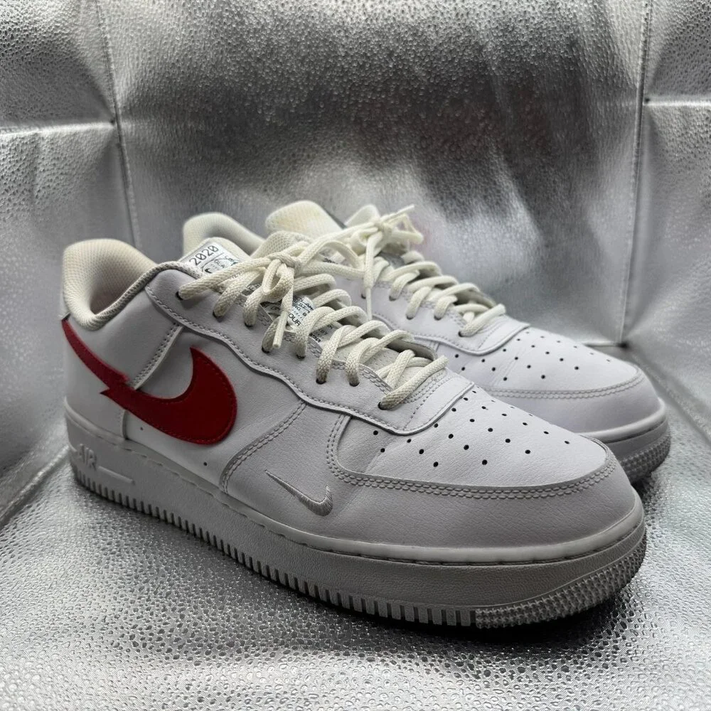 Size 12 Nike Air Force 1 LV8 Euro Tour White Red Mens Lace-Up Sneaker CW7577-100